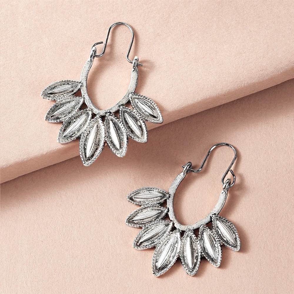 Any 2/$20! Silver Boho Fanned Ear Wire Earrings - Picture 3 of 6